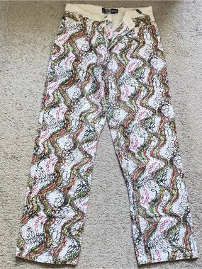 Coogi Down Under Blue Men's Abstract Denim Pants Straight Leg 34W 5-Pocket